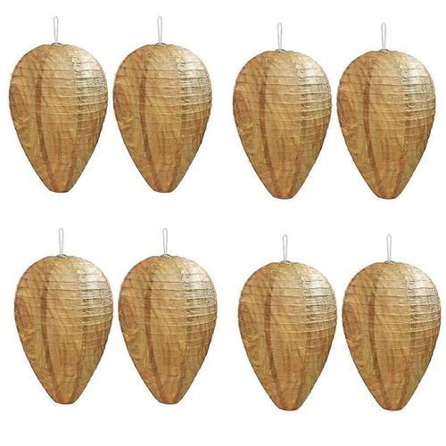 Pack De 8 Mini Taille Papier Nid De Guêpe Leurre Suspendu Faux Nid De Guêpe Pour Guêpes Frelons Vestes Jaunes