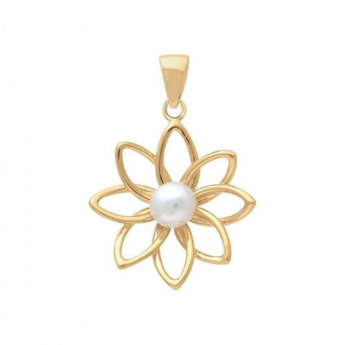 Pendentif Fleurs Perle Eau Douce Plaqué Or 18 Carats 750/000
