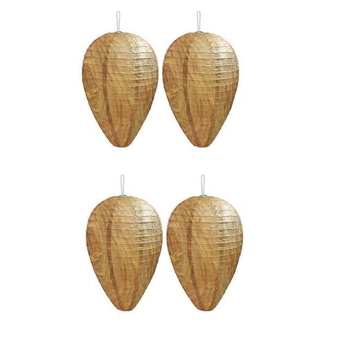 Pack De 4 Mini Taille Papier Nid De Guêpe Leurre Suspendu Faux Nid De Guêpe Pour Guêpes Frelons Jaunes Vestes