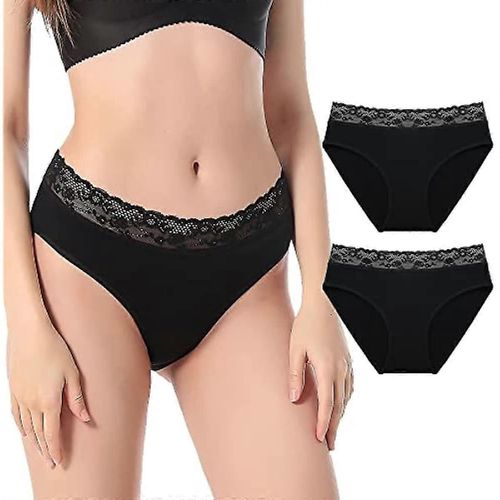 2pcs Sous-Vêtements En Coton Femmes Dentelle Ceinture Slips Complets Dames Culottes À Jambes Hautes Dames Coton Sous-Vêtements Sans Couture