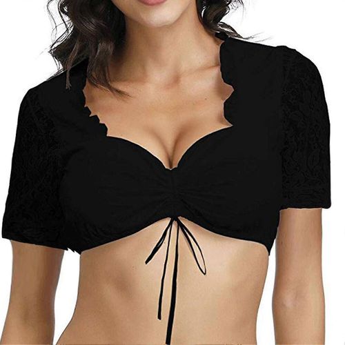 Femme Dentelle Dirndl Blouse Unpadded Tight Fitting Transparent Design Pour Discothèques Banquet Party Bar