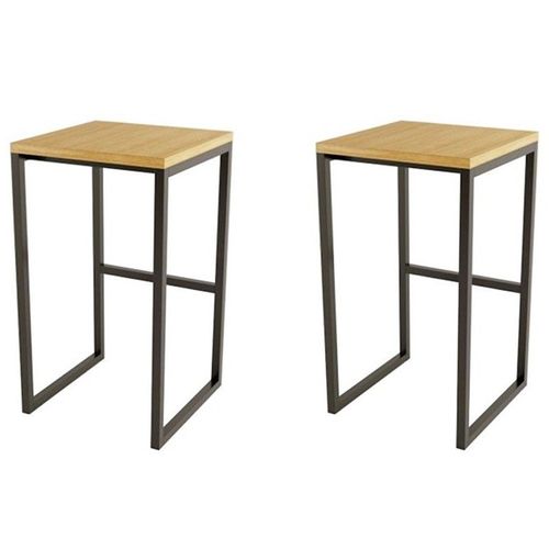 Paris Prix - Lot De 2 Tabourets Design "Frame" 65cm Chêne & Noir