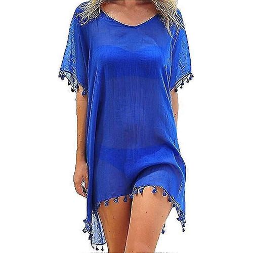 Robe De Plage Pour Femmes Robe D'été Bikini Couvrir Les Maillots De Bain D'été Chemise Longue Tunique Poncho De Plage Frangé Sexy En Mousseline De Soie Chemisier De Plage Femmes