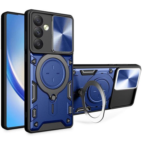 Coque Pour Samsung Galaxy A34 5g Bleu Marine - Antichoc Support Anneau Arrière Cache Caméra - Booling
