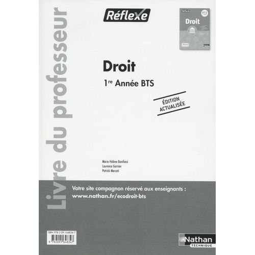 Droit Bts 1re Année Bts Réflexe - Livre Du Professeur