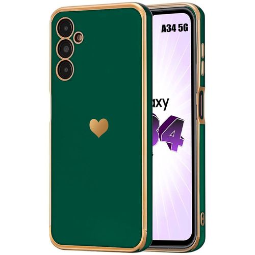 Coque Silicone Pour Samsung Galaxy A34 5g Motif CUr Souple Anti-Rayure - Vert Nuit - Booling