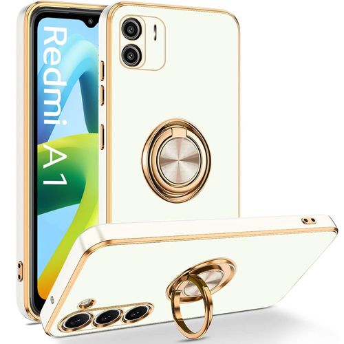 Coque Silicone Pour Xiaomi Redmi A1 Protection Antichoc Avec Anneau Support - Blanc - Booling