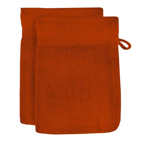 Lot De 2 Gants De Toilette En Coton 500gr/M2 16x21 Cm Lagune Terra, Par Soleil D'ocre