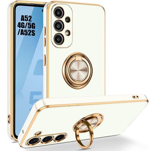 Coque Pour Samsung Galaxy A52 4g/5g A52s 5g Avec Anneau Support Protection Antichoc - Blanc - Booling