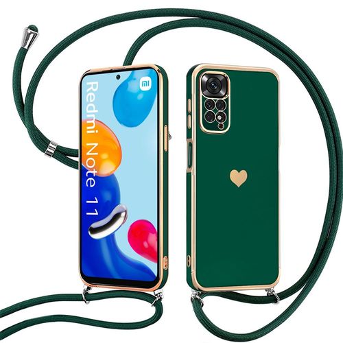 Coque Cordon Pour Xiaomi Redmi Note 11/11s Protection Silicone Vert Nuit Avec Cordon Réglable - Booling