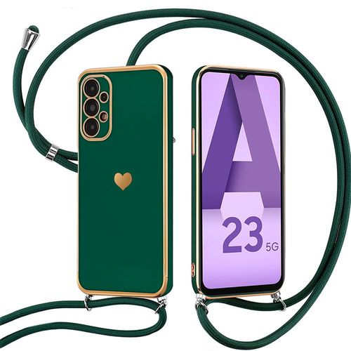 Coque Bandoulière Pour Samsung Galaxy A23 4g/5g Anti-Choc Anti-Rayure Protection Silicone Vert Nuit - Booling