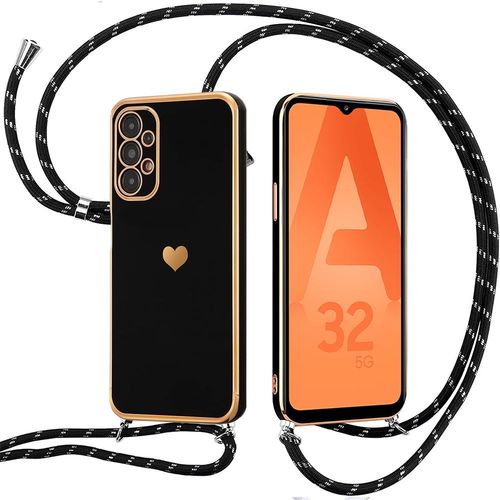 Coque Cordon Pour Samsung Galaxy A32 5g Silicone Anti-Rayures Avec Cordon Noir - Booling