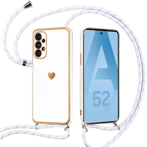 Coque Pour Samsung Galaxy A52 4g/5g A52s 5g Protection Silicone Anti-Rayures Avec Cordon Blanc - Booling