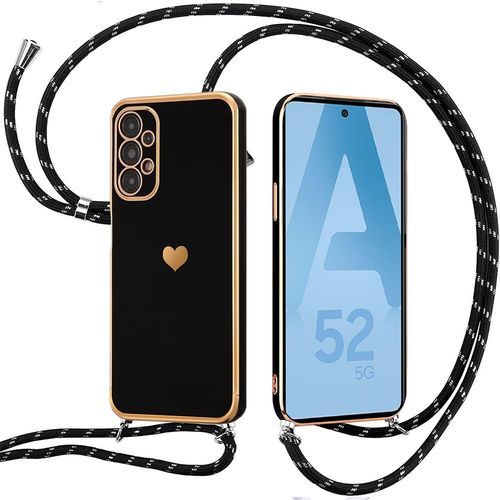 Coque Pour Samsung Galaxy A52 4g/5g A52s 5g Tpu Protection Anti-Rayures Avec Cordon Noir - Booling