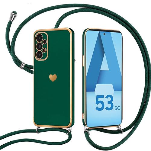 Coque Collier Cordon Pour Samsung Galaxy A53 5g Luxe Anti-Rayure Ultra Slim Antichoc - Vert Nuit - Booling