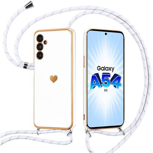 Coque Collier Cordon Pour Samsung Galaxy A54 5g Souple Tpu Antichoc Motif CUr - Blanc - Booling