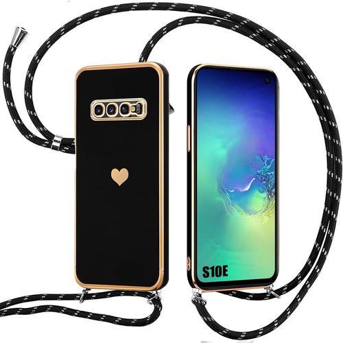 Coque Bandoulière Pour Samsung Galaxy S10e Anti-Choc Anti-Rayure Protection Silicone Noir - Booling