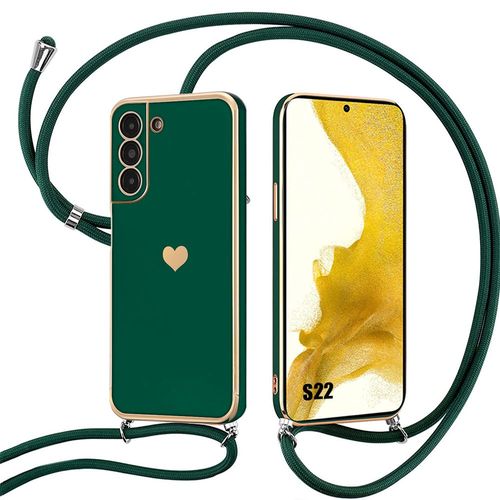 Coque Pour Samsung Galaxy S22 Protection Silicone Anti-Rayures Avec Cordon Vert Nuit - Booling