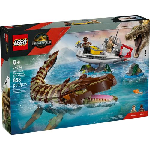 LEGO Jurassic World - Le bateau en mission et le mosasaure en briques - 76974