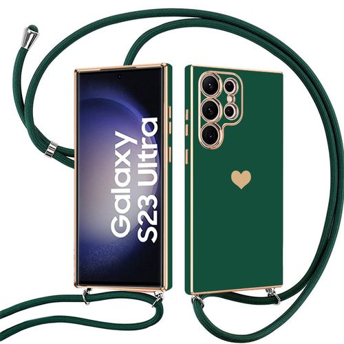 Coque Cordon Pour Samsung Galaxy S23 Ultra - Silicone Anti-Rayures Avec Cordon Vert Nuit - Booling