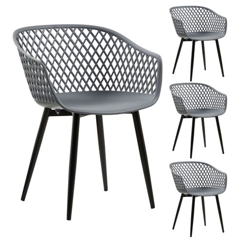 Lot De 4 Chaises De Salle À Manger Ou Cuisine Madeira En Plastique Gris Anthracite