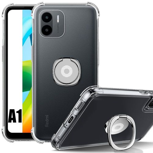 Coque Pour Xiaomi Redmi A1 Protection Silicone Transparent Antichoc Avec Support Anneau Argenté - Booling
