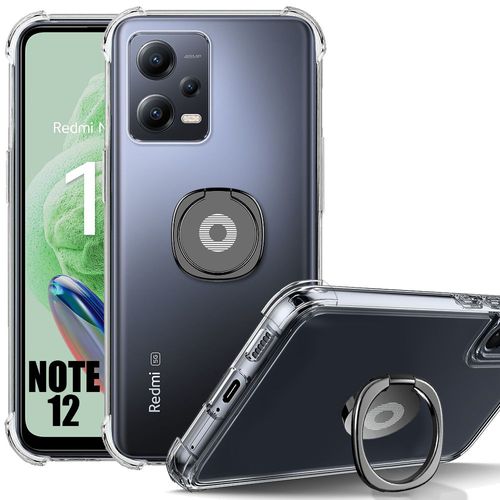 Coque Pour Xiaomi Redmi Note 12 5g Protection Silicone Transparent Antichoc Avec Support Anneau Noir - Booling
