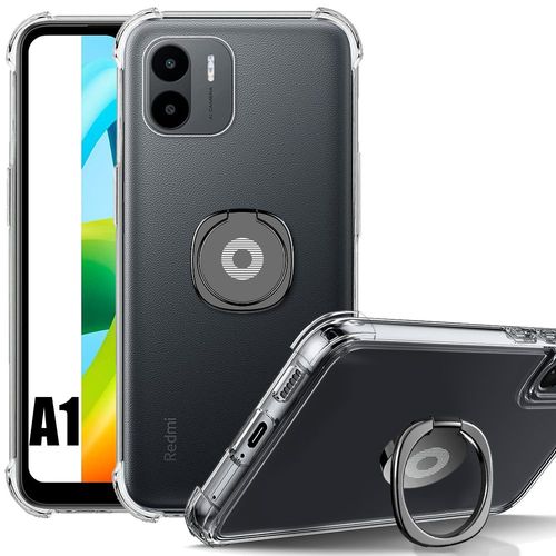 Coque Silicone Pour Xiaomi Redmi A1 Transparent Antichoc Renforcé Avec Support Noir - Booling