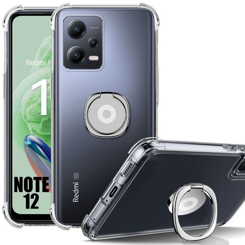 Coque Silicone Pour Xiaomi Redmi Note 12 5g Transparent Antichoc Renforcé Avec Support Argenté - Booling