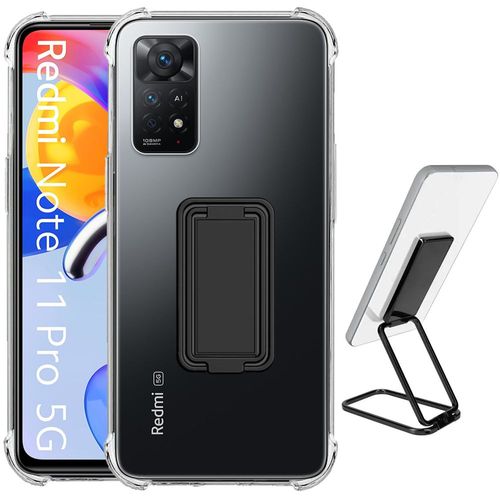 Coque Pour Xiaomi Redmi Note 11 Pro Silicone Ultra Slim Antichoc Avec Support Métal Réglable Noir - Booling