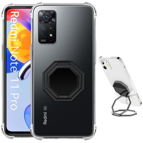 Coque Pour Xiaomi Redmi Note 11 Pro Silicone Transparent Antichoc Avec Support Pliable Réglable Octogonal - Booling