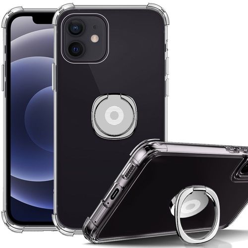 Coque Pour Iphone 12 Silicone Transparent Antichoc Coins Renforcés Avec Support Argenté - Booling