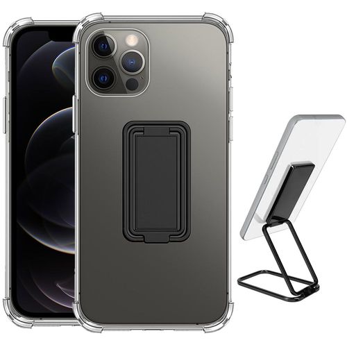 Coque Pour Iphone 12 Pro Antichoc Anti-Rayures Avec Support Pliable Métal Noir - Booling