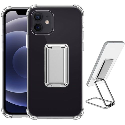 Coque Pour Iphone 12 Antichoc Protection Avec Support Métal Pliable Argenté - Booling