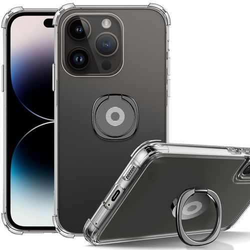 Coque Pour Iphone 14 Pro Antichoc Ultra Slim Transparent Avec Support Réglable Noir - Booling