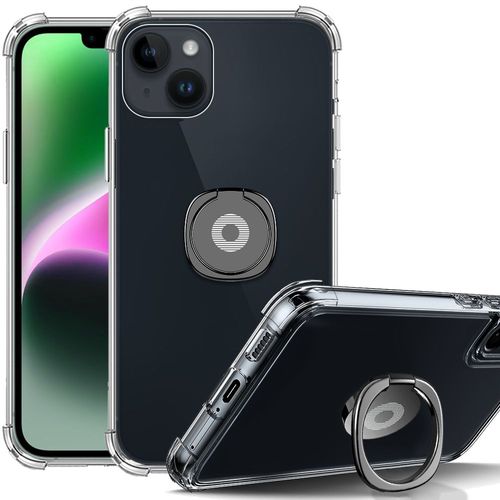 Coque Pour Iphone 14 Plus Silicone Transparent Antichoc Coins Renforcés Avec Support Noir - Booling