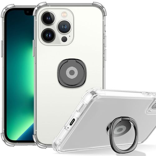 Coque Pour Iphone 13 Pro Max Silicone Antichoc Slim Transparent Avec Support Réglable Noir - Booling