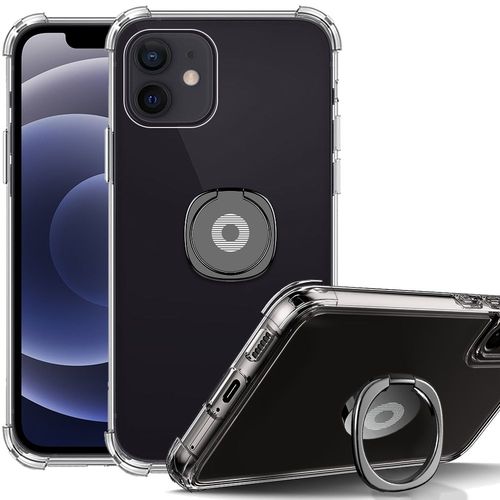 Coque Pour Iphone 12 Coins Renforcés Anti-Rayure Transparent Avec Support Noir - Booling