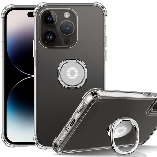 Coque Pour Iphone 14 Pro Silicone Antichoc Slim Transparent Avec Support Argenté - Booling