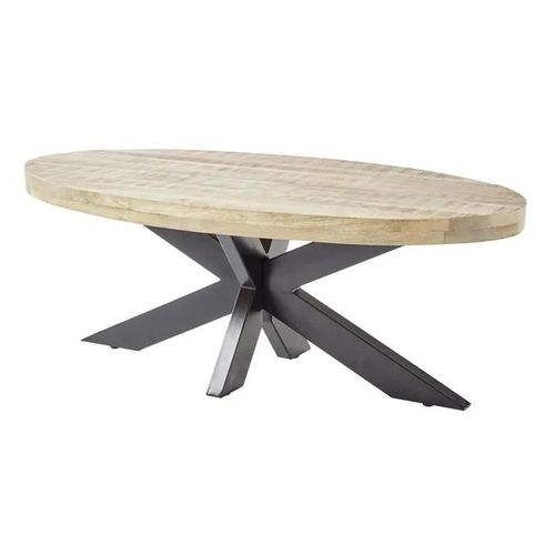 Table Basse Manzanilla - Bois Et Noir - 120 Cm - Lisa Design - Industriel - Loft