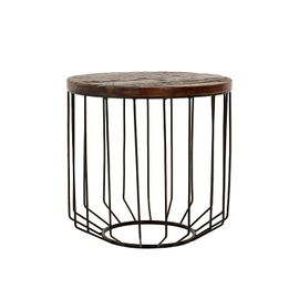 Table D'appoint De Salon Canapé Bois Métal Ø 50x50 Cm Womo-Design