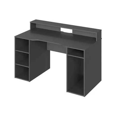 Bureau Pour Ordinateur, Station E-Gaming Coloris Anthracite En Bois Mdf - 88 X 136 X 67 Cm