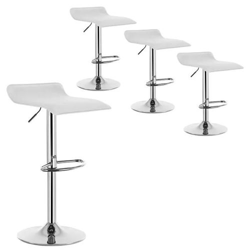 Lot De 4 Tabouret De Bar En Similicuir-Tabouret De Bar Pivotant-Hauteur Réglable-Blanc
