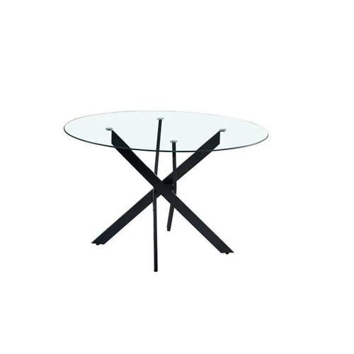 Table A Manger Ronde Jessica Black Xxl Noir Verre Transparent120x75cm