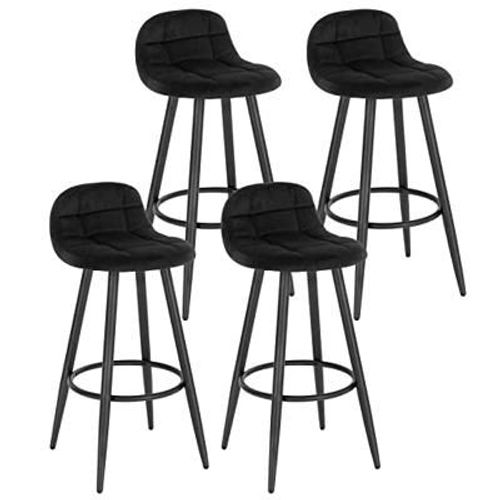 Lot De 4 Tabourets De Bar Modernes.Chaise De Cuisine Haute En Velours+Métal.Hauteur Dassise.Noir