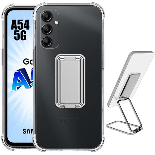 Coque Pour Samsung Galaxy A54 5g Antichoc Anti-Rayures Avec Support Pliable Métal Argenté - Booling