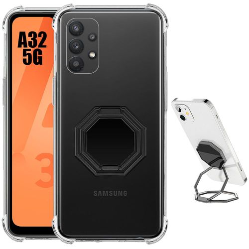 Coque Pour Samsung Galaxy A32 5g Silicone Antichoc Avec Support Octogonal Réglable Gris - Booling