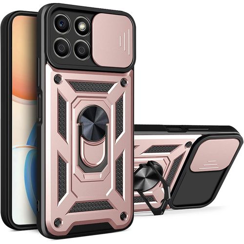 Coque Pour Honor X8 5g/Honor 70 Lite 5g/Honor X6 4g/X6s Avec Cache Webcam & Support Annulaire A 360 Degres, Anti-Chute Etui Housse Compatible Avec Support De Voiture Magnetique, Or Rose