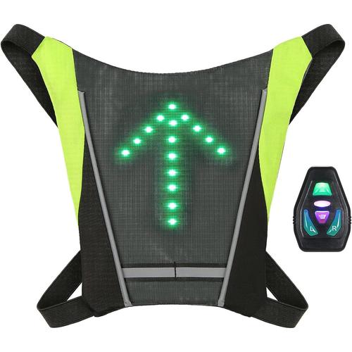 Gilet De Cyclisme Réfléchissant, Réfléchissant Sac À Dos Attachement Clip, Rechargeable Usb Avec Led Clignotant Télécommande Équipement De Sécurité Pour Cyclisme, Course À Pied