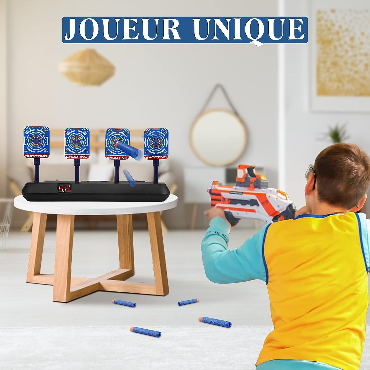 DigHealth Mobile Cible Pour Nerf, Cible Électronique Numérique Avec Piste Pour Enfant, Réinitialisation Automatique, Cible D'effet Sonore Intelligent Pour Nerf Série N-Strike Elite/Mega/Rival Séries